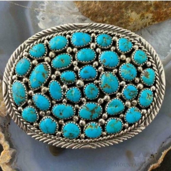 Other - Marlene Haley Rough Turquoise Oval Belt Buckle
